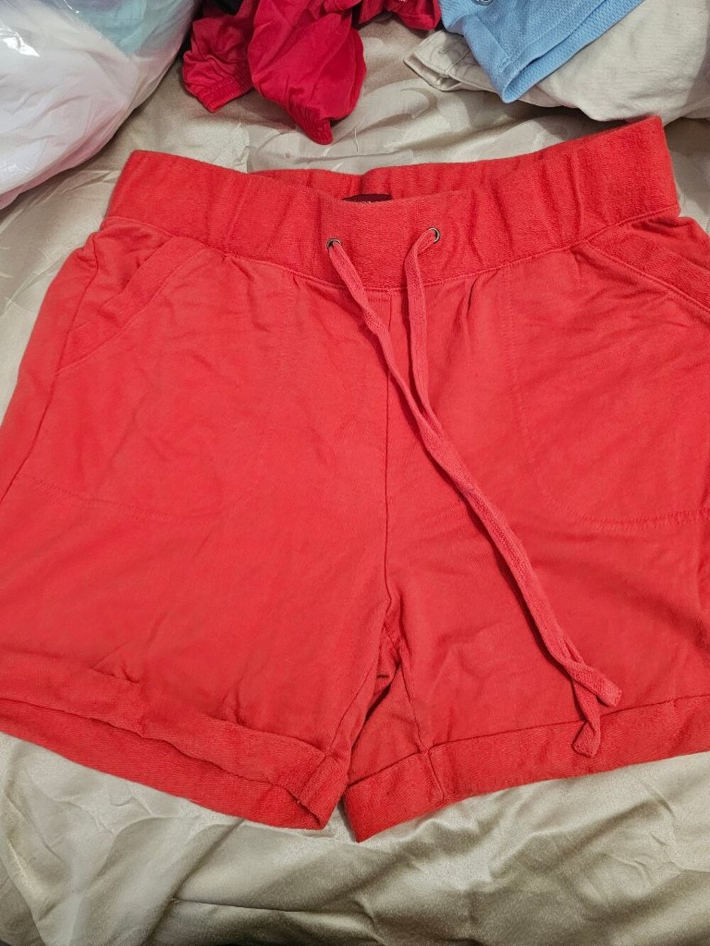 Orange/Red Cotton Cuffed Active Shorts